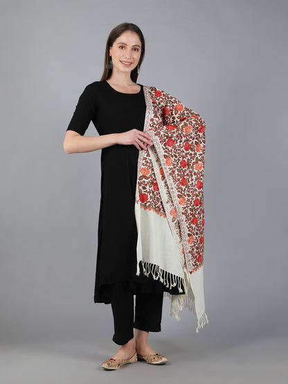 Off White Indian Kashmiri Shawl