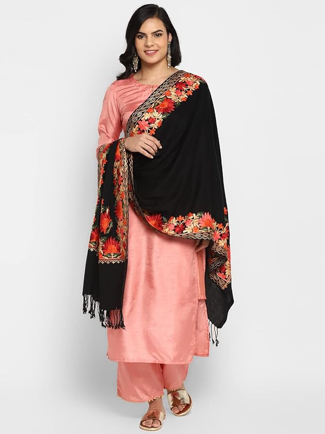 Black Indian Kashmiri Shawl