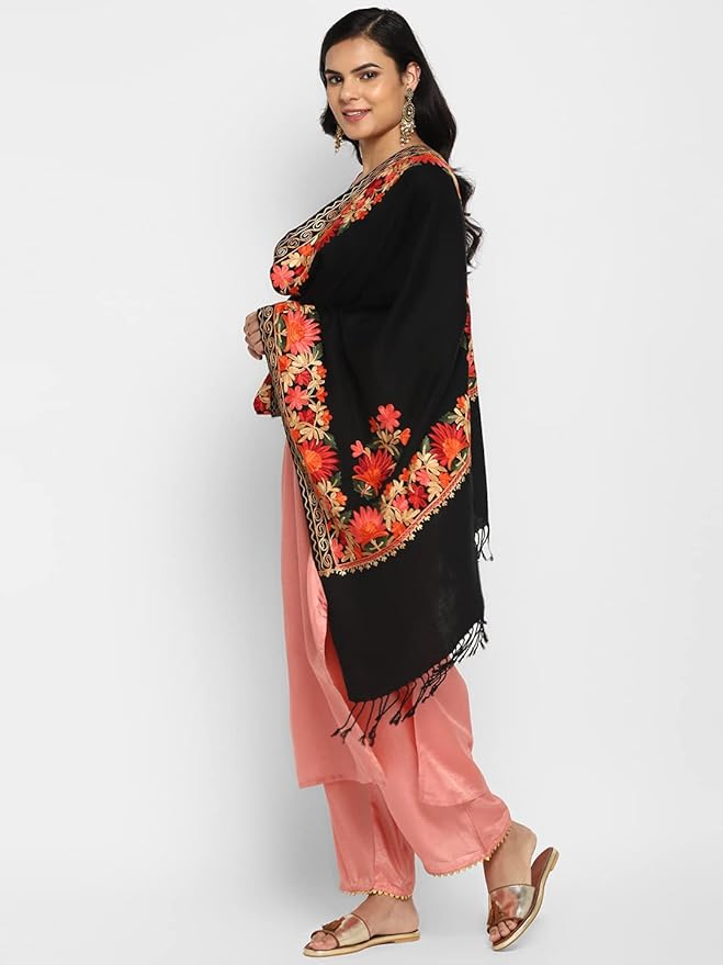 Black Indian Kashmiri Shawl