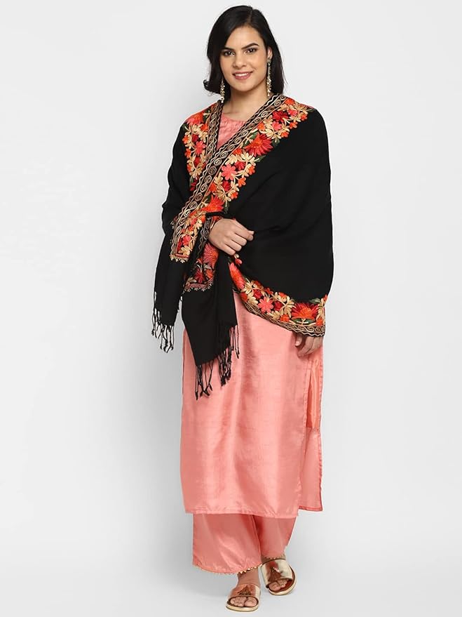 Black Indian Kashmiri Shawl