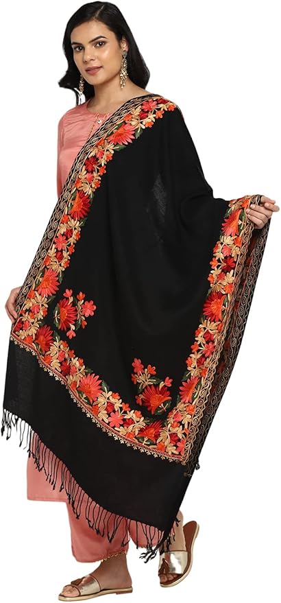 Black Indian Kashmiri Shawl