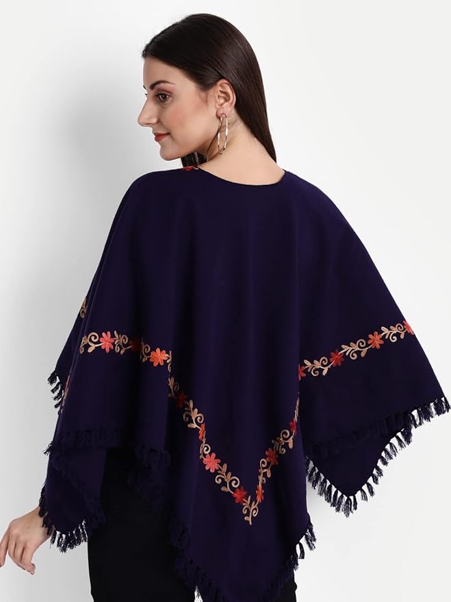Dark Blue Indian Kashmiri Poncho
