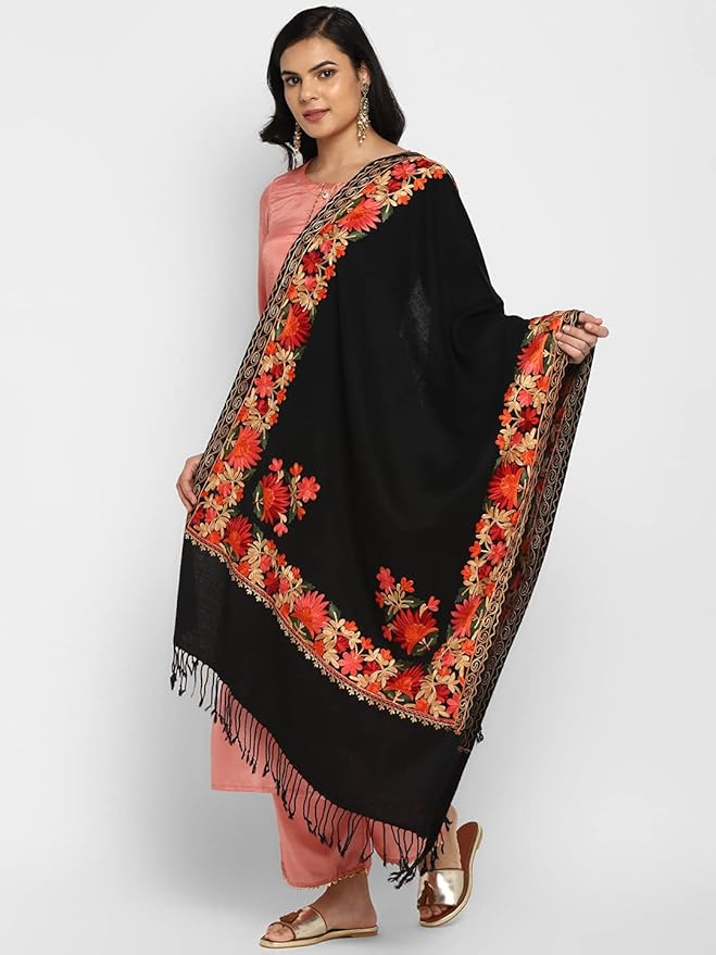Black Indian Kashmiri Shawl