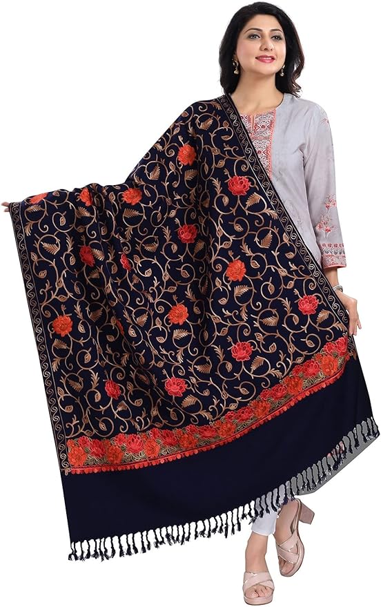 Navy Blue Indian Kashmiri Shawl