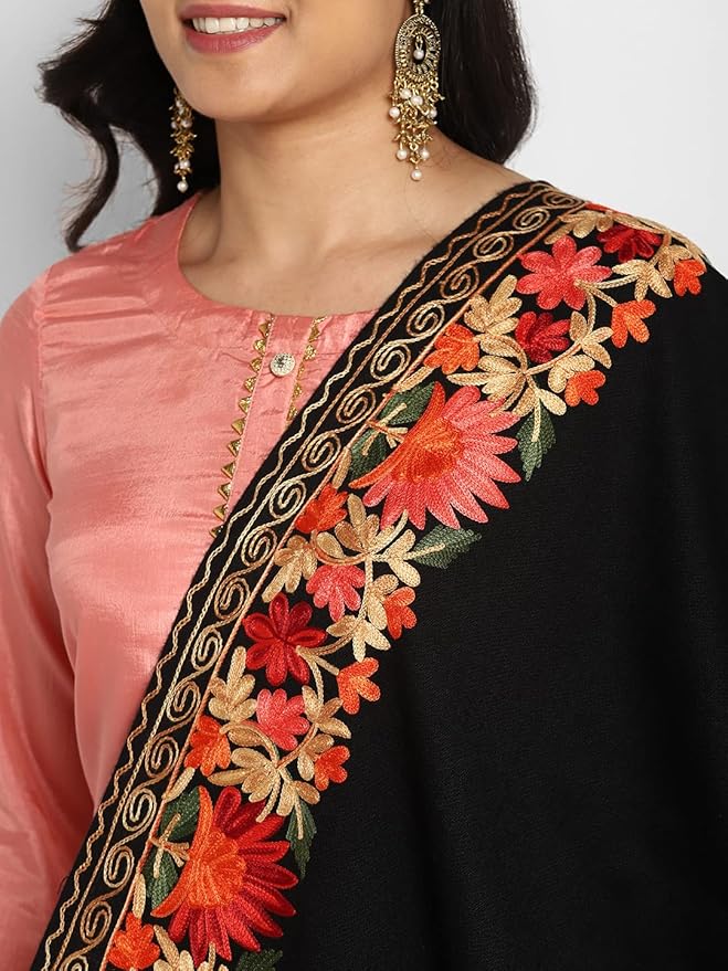 Black Indian Kashmiri Shawl