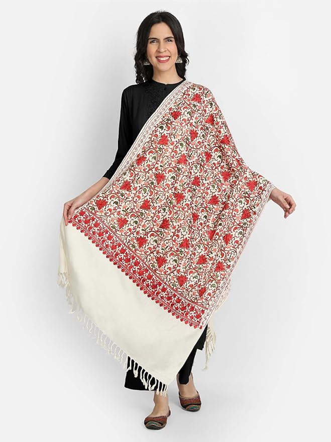 Off White Indian Kashmiri Shawl