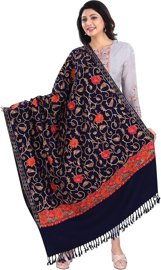 Navy Blue Indian Kashmiri Shawl