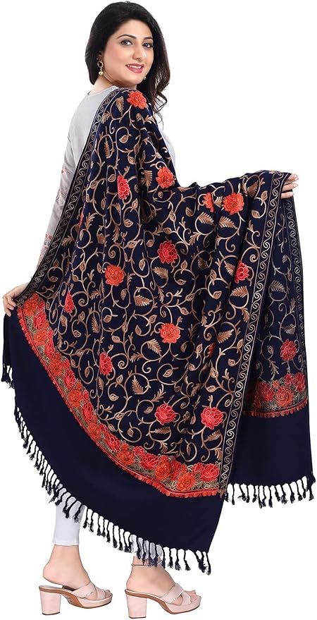 Navy Blue Indian Kashmiri Shawl
